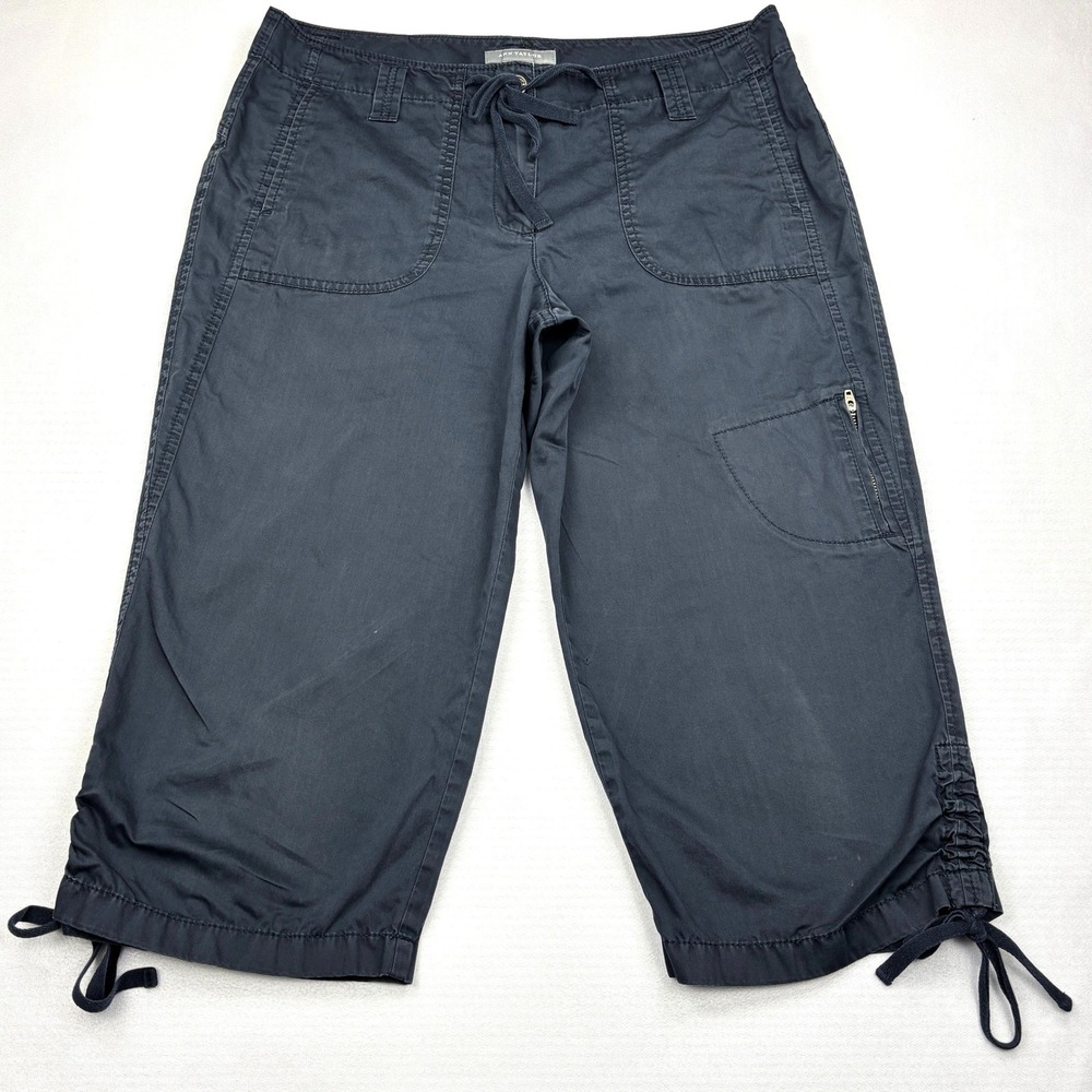Ann Taylor Capri Pants Womens 8 Dark‎ Grey Lindsay Utility Cargo Drawcord Capris